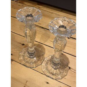 NEIMAN MARCUS Tall Fluted 10’ CANDLESTICKS Candle Holder PAIR Set